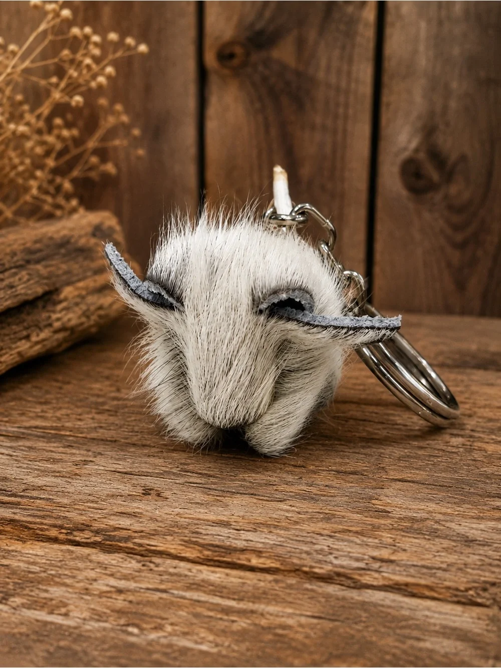 Plush Gray Bunny Keychain for Small Pets Accessories